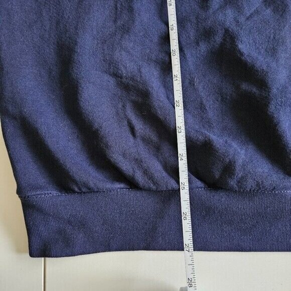 Artisans Top Womens L Navy USA Made XMas Embroidery Print Turtleneck LS FLAW VTG - Picture 9 of 15